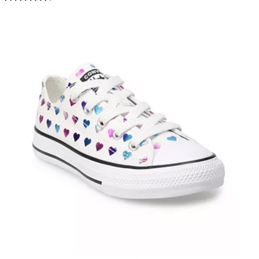 Converse Chuck Taylor low top metallic hearts white pink green blue YOUTH 3